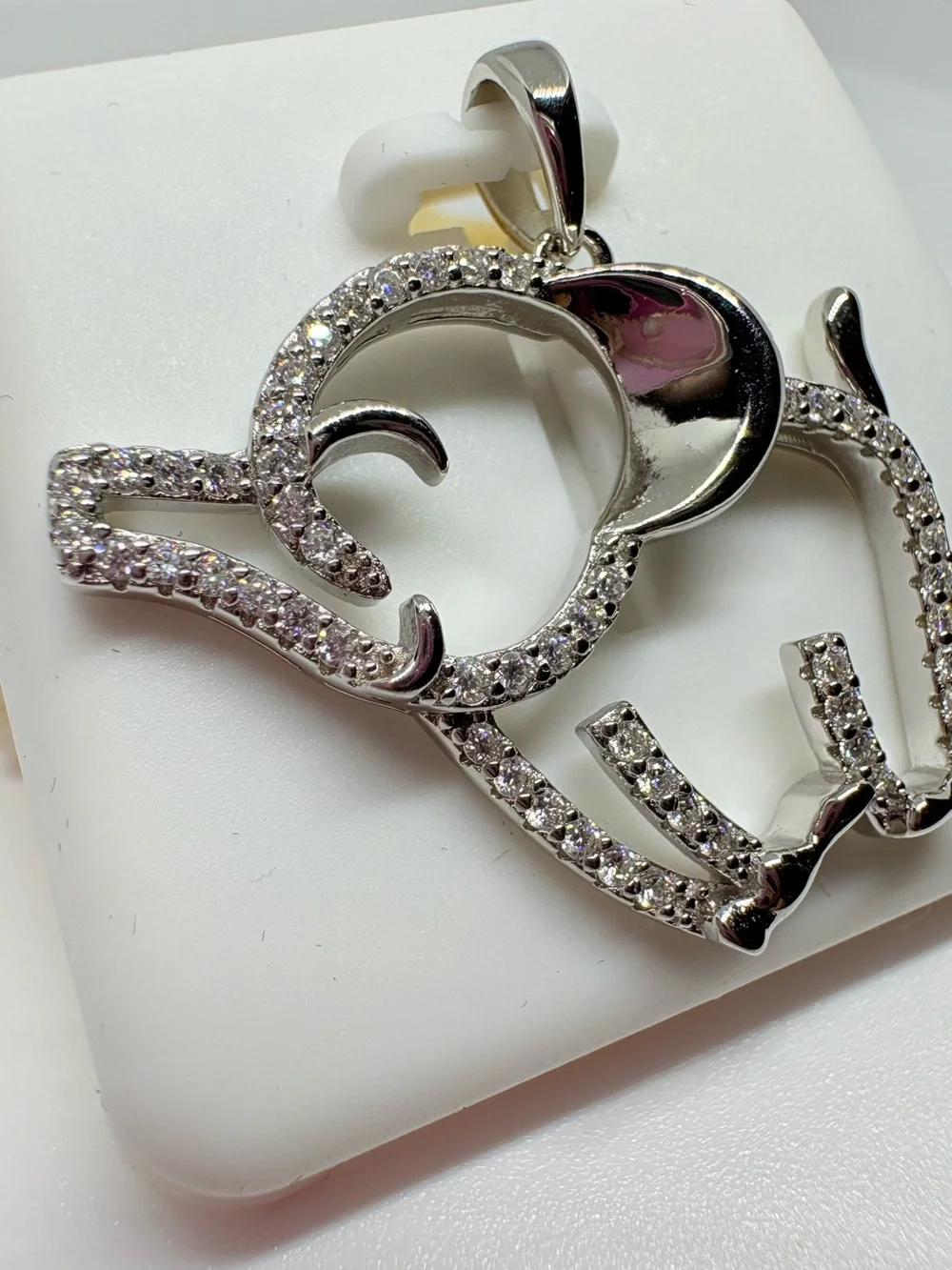 Sterling Silver Moissanite Elephant Pendant